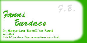 fanni burdacs business card